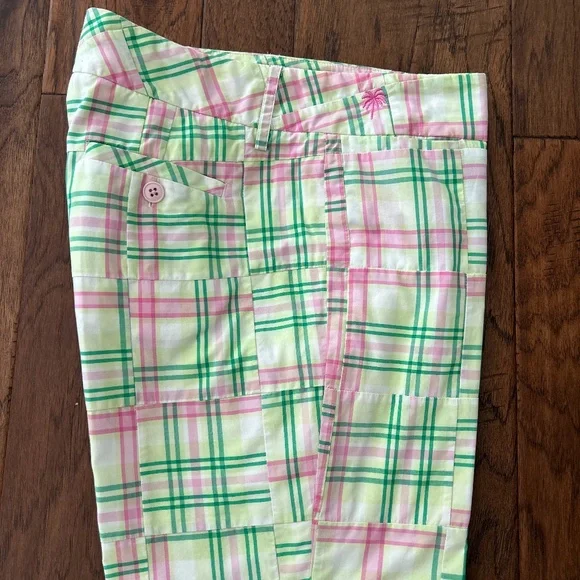 Lilly Pulitzer Madras Summer Pants Defined! Pinks + Greens + White Sz 6 - Picture 7 of 16